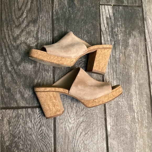💥PRICE DROP💥 Wyatt platform chunky suede cork sandals in Oatmeal tan - Picture 6 of 9